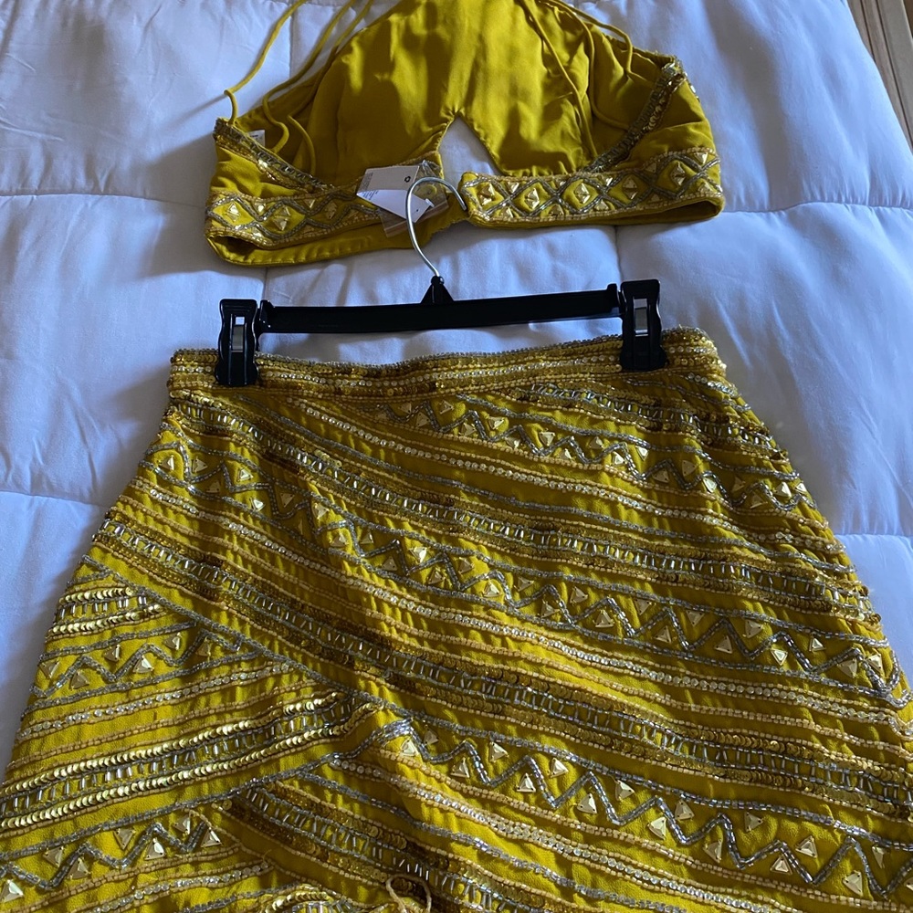 Beautiful yellow and gold skirt set